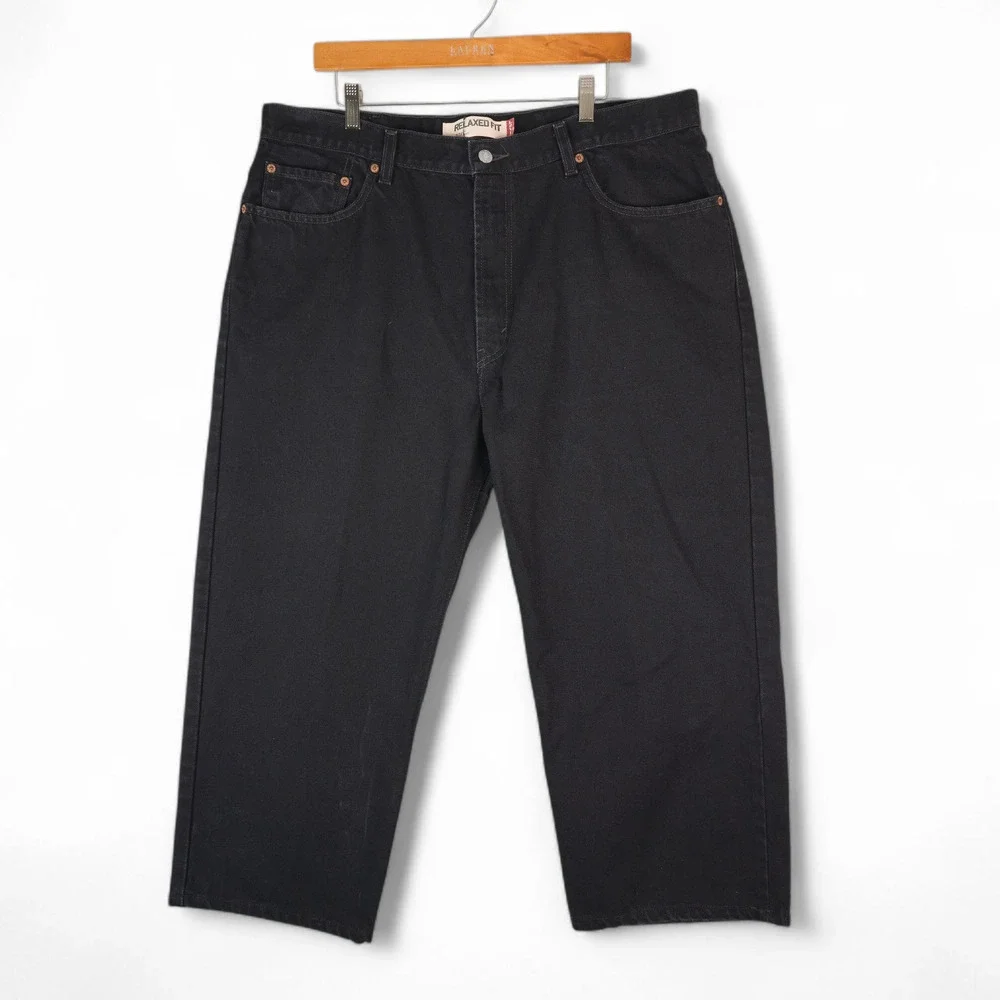 Vintage Levis 550 Jeans Mens Hemmed‎ 40x24 Black Relaxed Fit DIY Cutoff Shorts